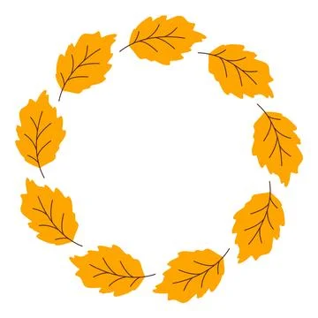 Yellow autumn leaves create round frame Ilustración de archivo