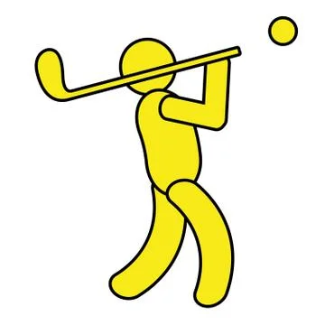 Yellow avatar an playing golf,vector graphic Stock Illustration