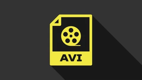 Yellow AVI file document. Download avi button icon isolated on grey background Stock Footage 147694428