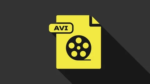 Yellow AVI file document. Download avi button icon isolated on grey background Stock Footage 147696924