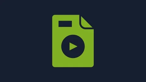 Yellow AVI file document. Download avi button icon isolated on blue background Stock Footage 232258039