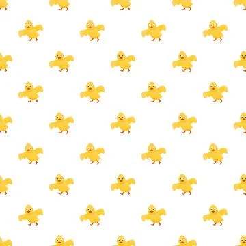 Yellow baby chicks seamless pattern on white background 스톡 일러스트