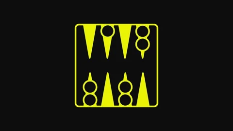 Yellow Backgammon board icon isolated on black background. 4K Video motion Stock Footage 233090451