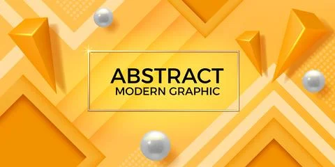 Yellow background. Abstract orange design with modern graphic, color geometri Stock Illustration
