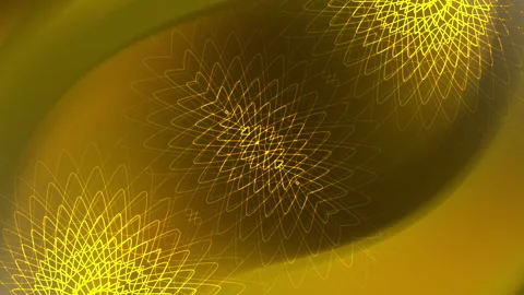 Yellow background with abstract swirling lines forming geometric patterns. Stock Footage 280686234