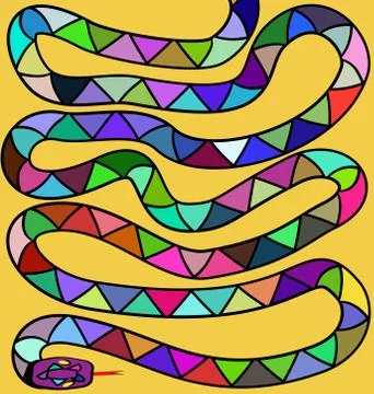 Yellow background and colored snake Stock Illustration