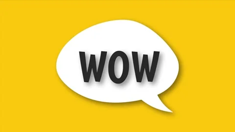 Yellow Background Animated Speech Bubble Displaying Wow Text Motion Stock Footage 344973644