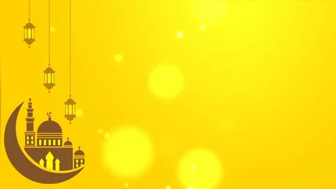 Yellow background animation with mosque and chandelier Stock Footage 238425571