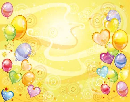 Yellow background with balloons Illustrazione stock