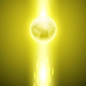 Yellow background with binary code to the globe. Illustration