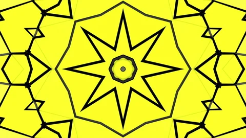 Yellow background with black stripes. animated pattern. abstract kaleidoscope ba Stock-Footage 101352781