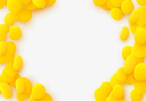 Yellow background. Design elements of the liquid rounded plastic shapes, smoo Stock Illustration