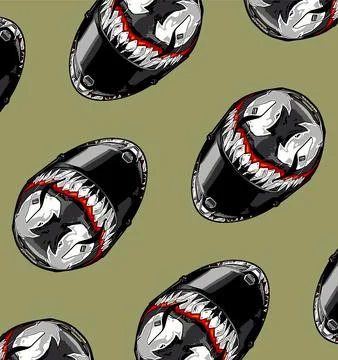 Yellow background devil pattern helmet Stock Illustration