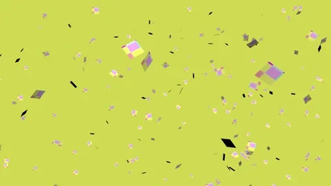 Yellow Background Falling Geometric Squares Loop Stock Footage 341341315