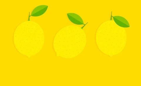 Yellow background with lemons. Summer vector illustration. Illustrazione stock