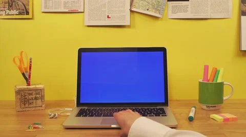 Yellow background macbook pro Stock Footage 63391596