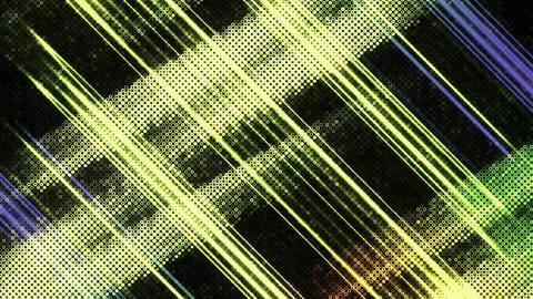 Yellow background. Motion.Bright blots with stripes in the animation that fly in Stock Illustration