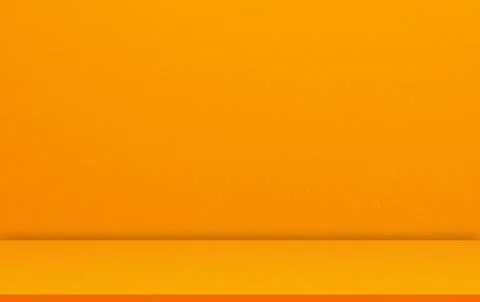 Yellow Background Orange Wall Studio 3d Room Solid Kitchen Podium Stock Illustration