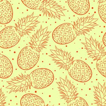 Yellow background with pineapple Illustrazione stock