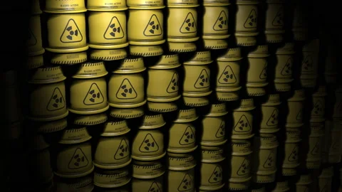 Yellow background with radioactive warning symbol in 4k video. Stock Footage 154268902