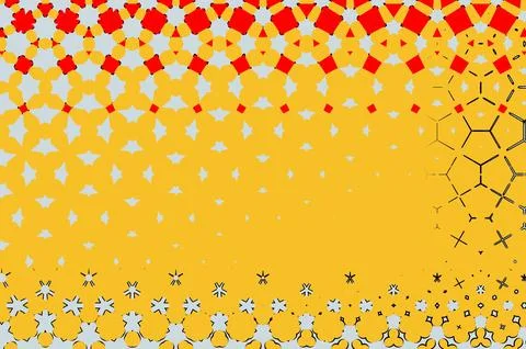 A yellow background with red and white shapes Stock Illustration