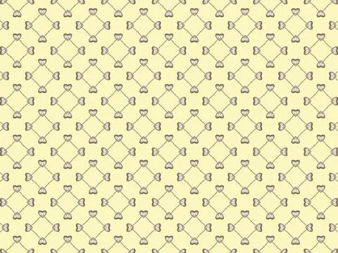 Yellow background with seamless patterns in the form of hearts in beige color Stock Illustration