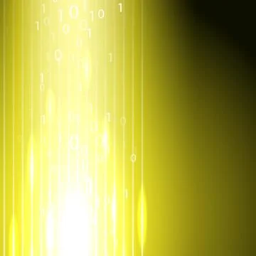 Yellow background with stream of binary code 스톡 일러스트