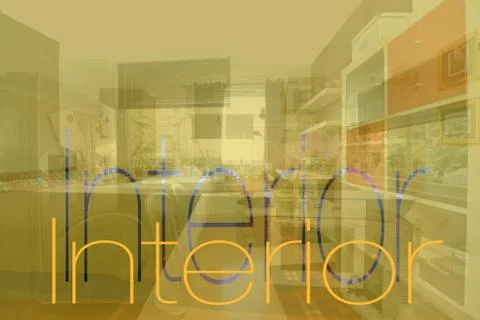 Yellow background template for illustration "INTERIOR" Stock Photos