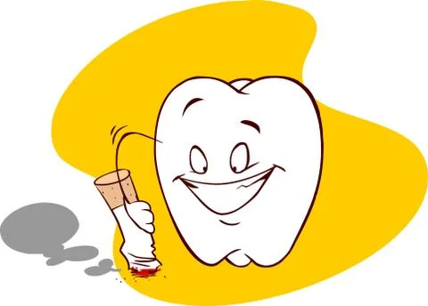 Yellow background vector illustration of a smoking and dental Stock Illustration