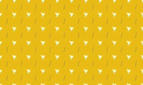Yellow background with white bees and black stripes pattern Stock Illustration