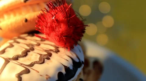 Yellow background -  White Biscuits - Sugar - 05 Stock Footage 62319571