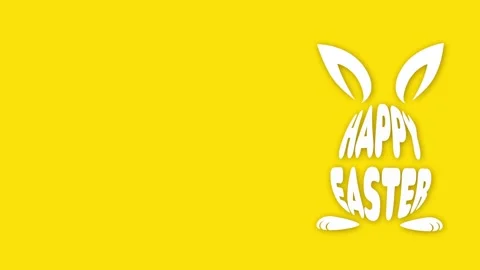 On a yellow background, a white Happy Easter text pops out in the shape of an Stock Footage 267708997