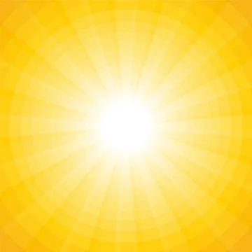 Yellow background with a white sun with rays and circles Stock Illustration