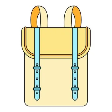 Yellow backpack with blue straps flat illustration vector Stock Illustration