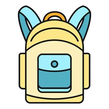 Yellow backpack with blue straps for school and travel Stock Illustration