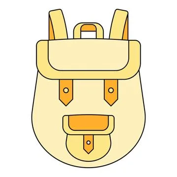 Yellow backpack flat icon for travel and school Stock Illustration