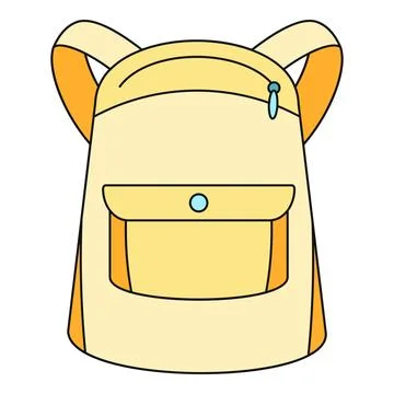 Yellow backpack with front pocket flat illustration Stock Illustration