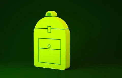 Yellow Backpack icon isolated on green background. Minimalism concept. 3d ill Illustrazione stock