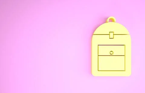 Yellow Backpack icon isolated on pink background. Minimalism concept. 3d illu Illustrazione stock