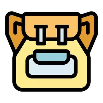 Yellow backpack icon representing hiking and outdoor activities Stock Illustration