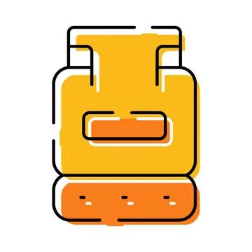 Yellow backpack icon representing travel and adventure Stock-Illustration