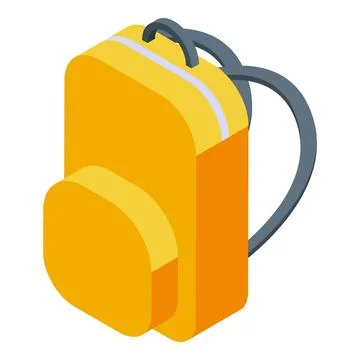 Yellow backpack isometric projection for travel and school Stock Illustration