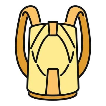 Yellow backpack with outline icon design illustrating travel Stock Illustration