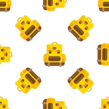 Yellow Backpack Seamless Pattern for Camping and Hiking 스톡 일러스트