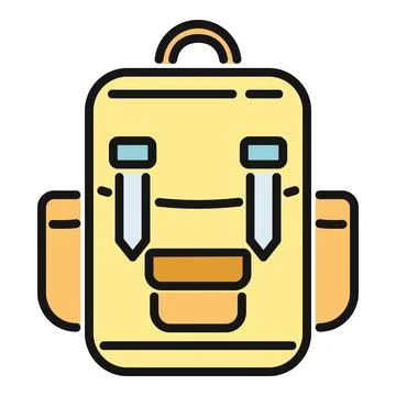Yellow backpack with side pockets and top handle Illustration