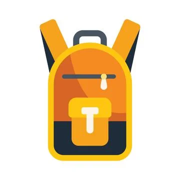 Yellow backpack standing up right with front pocket open Stock Illustration