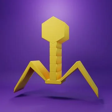 Yellow Bacteria bacteriophage icon isolated on purple background. Bacterial.. Stock Illustration