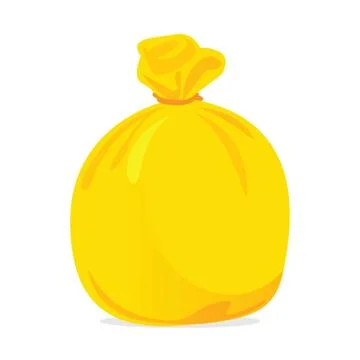 Yellow bag plastic waste, garbage bags plastic yellow, yellow plastic trash b Illustrazione stock