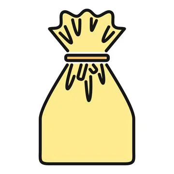 Yellow bag storing goods vector line illustration Illustrazione stock