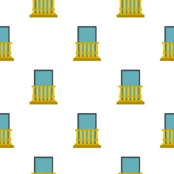 Yellow balcony balustrade with window pattern flat Stock Illustration